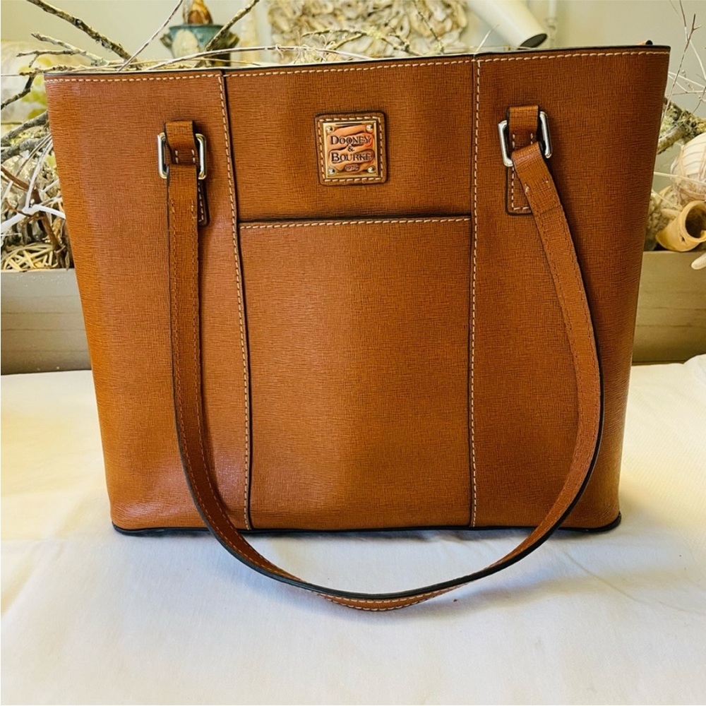 DOONEY & BOURKE COGNAC LEATHER LEXINGTON SHOPPER BAG - Picture 3 of 16